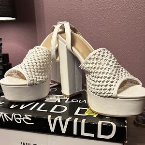 Wild Diva White Woven Heels